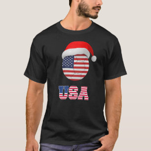 USA Soccer Ball Santa Hat American Flagga T Shirt