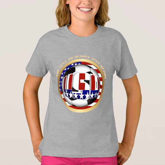 USA Soccer Ball Sports T Shirt (Framsida)