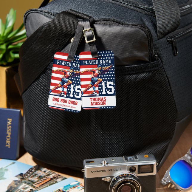 USA Soccer Eagle Athlete Patriotic National Team  Bagagebricka (Fram & Baksida)