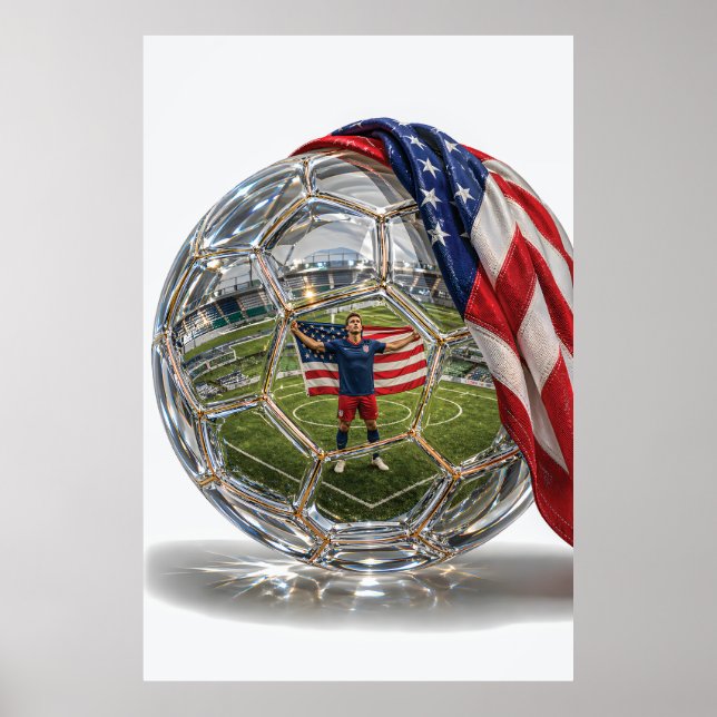 USA Soccer Glory Crystal Ball Art Poster (Framsidan)