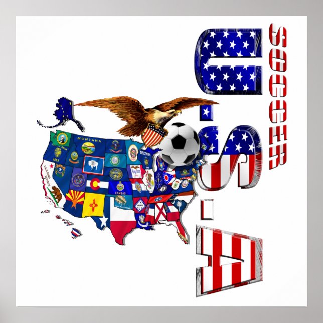 USA Soccer Karta Poster (Framsidan)