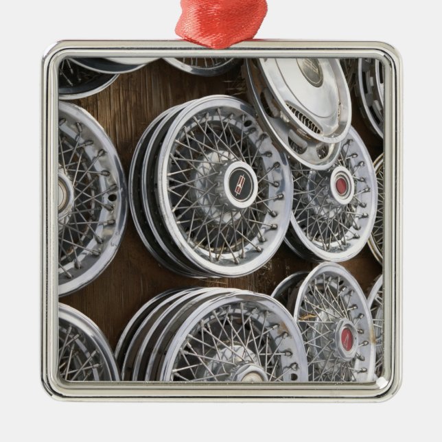 USA som är ny - mexico, Prewitt: Auto Hubcaps/Rt. Julgransprydnad Metall (Framsidan)