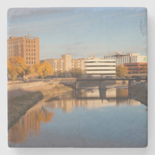 USA, South Dakota, Sioux Falls, Stadssiluett Underlägg Sten