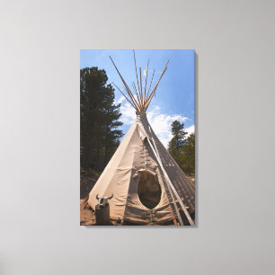 USA South Dakota, traditionell indisk teepee Canvastryck