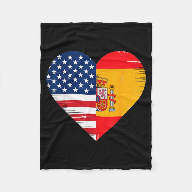 Usa Spain Heart - Dual Citizenship  Fleecefilt (Framsidan)