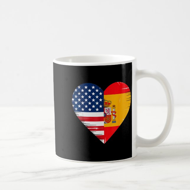 Usa Spain Heart - Dual Citizenship  Kaffemugg (Höger)
