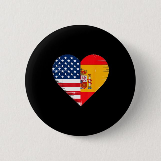 Usa Spain Heart - Dual Citizenship  Knapp (Framsida)