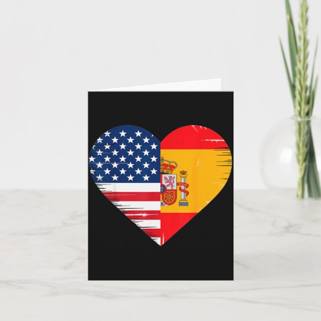 Usa Spain Heart - Dual Citizenship  Kort (Framsida)
