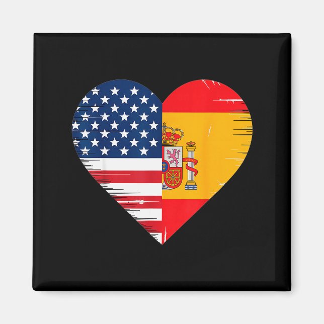 Usa Spain Heart - Dual Citizenship  Magnet (Framsidan)