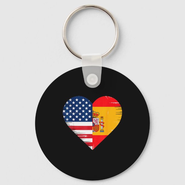 Usa Spain Heart - Dual Citizenship  Nyckelring (Framsida)