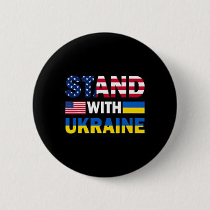 USA Stå Med Ukraina Stolthet Patriotisk Flagga Knapp
