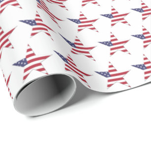 USA Star Mönster med Stars och stripes Patriotic Presentpapper