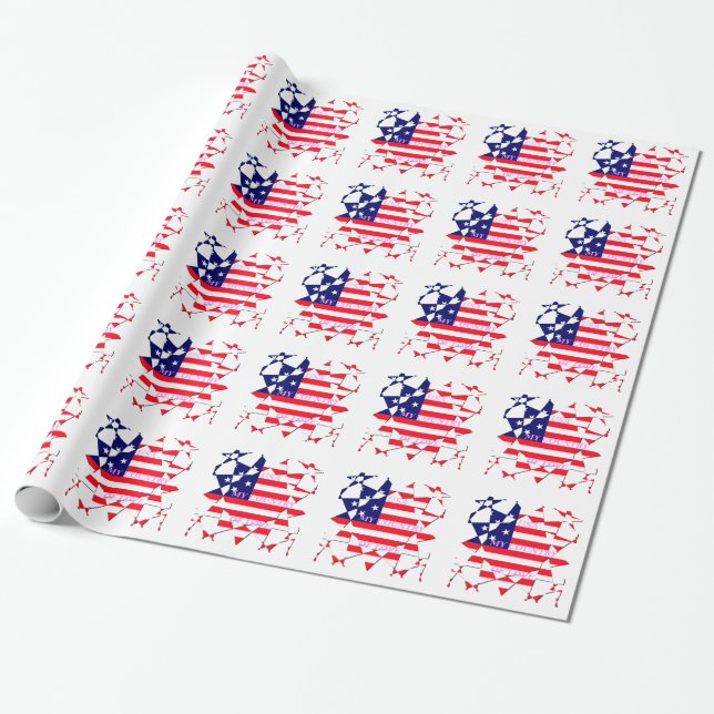 USA Star Spangled Kärlek Mitt Land i Kärlek Presentpapper (Utrullad)