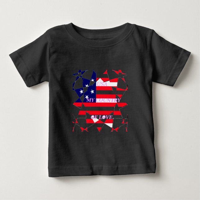 USA Star Spangled Kärlek Mitt Land i Kärlek T Shirt (Framsida)