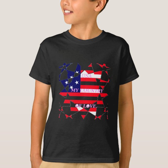 USA Star Spangled Kärlek Mitt Land i Kärlek T-shirt (Framsida)