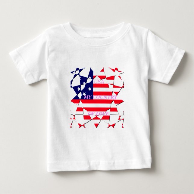 USA Star Spangled Kärlek Mitt Land i Kärlek T Shirt (Framsida)