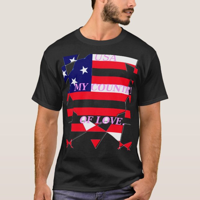 USA Star Spangled Kärlek Mitt Land i Kärlek T Shirt (Framsida)