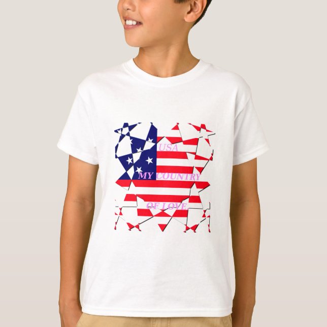 USA Star Spangled Kärlek Mitt Land i Kärlek Tee (Framsida)