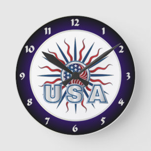 USA Starburst Yin Yang Rund Klocka