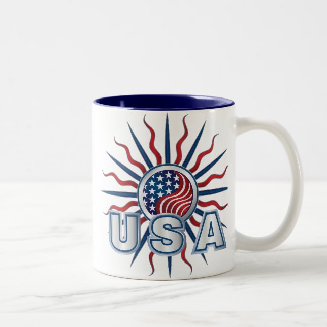 USA Starburst Yin Yang Två-Tonad Mugg (Höger)