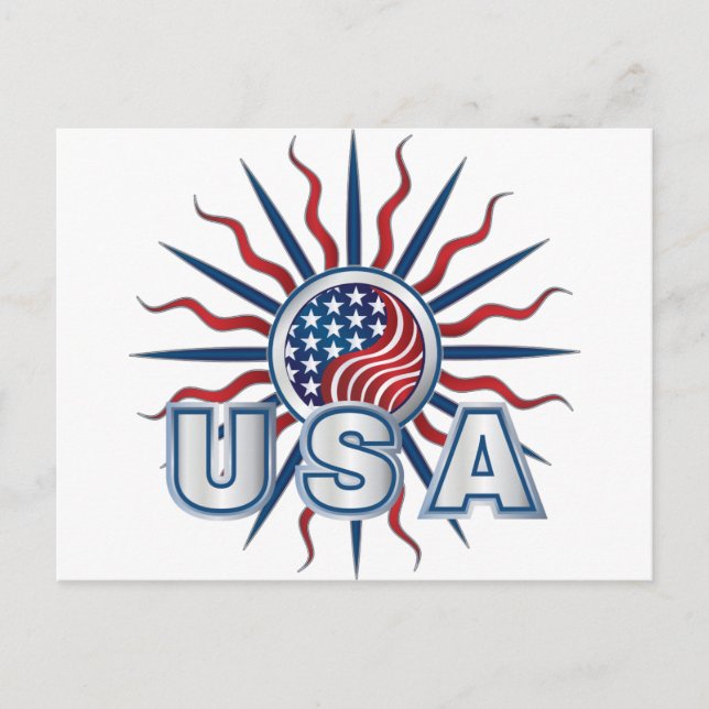 USA Starburst Yin Yang Vykort (Framsida)