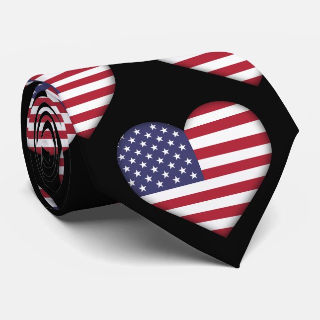USA Stars och stripes Heart Mönster Neck Tie Slips (Rullad)
