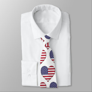 USA Stars och stripes Heart Mönster Neck Tie Slips
