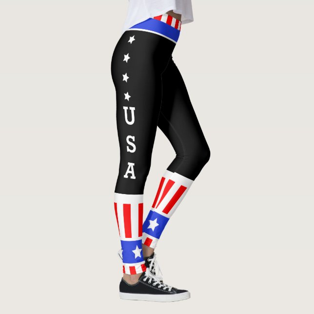 USA Stars och stripes på Ditt Färg Leggings (Höger)