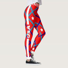 USA Stars och stripes på RED Leggings