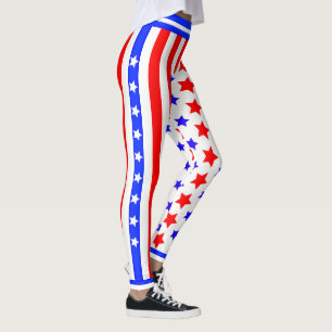 USA Stars och stripes på WHITE Leggings