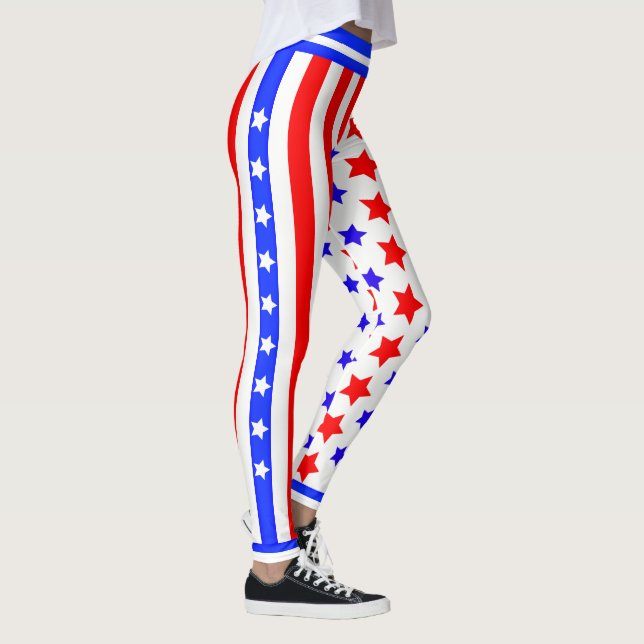 USA Stars och stripes på WHITE Leggings (Höger)