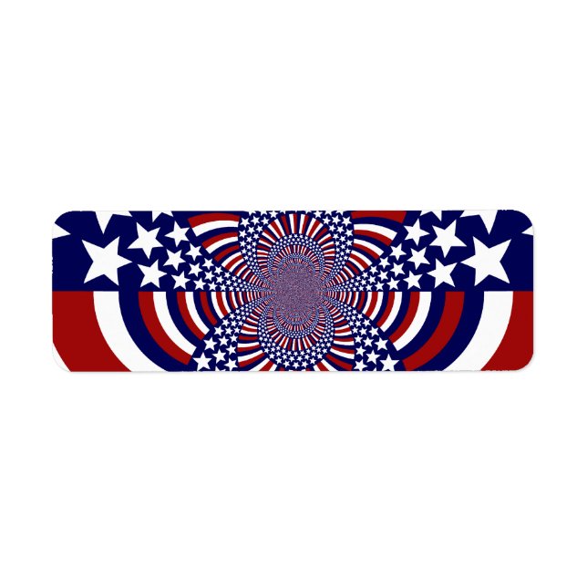 USA Stars och stripes Patriotic Design Returadress Etikett (Framsidan)