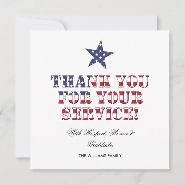 USA Stars och stripes Tack för din tjänst (Framsida)