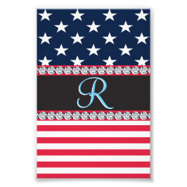 USA Stars Rand Script Monogram Dazzling Fototryck