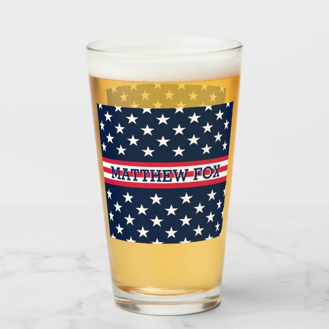 USA Stars Rand Script Monogram Dazzling Glaskopp (Framsida fylld)