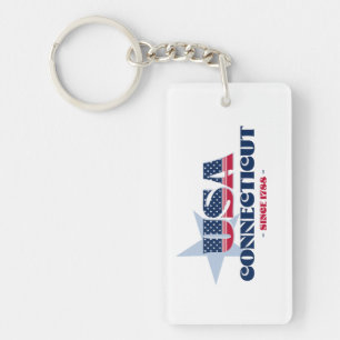 USA State Connecticut Monogram Acrylic Keychain