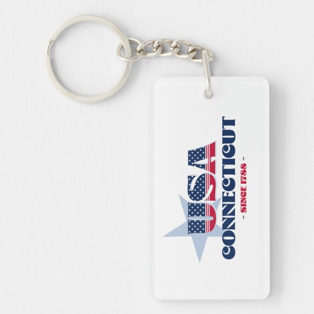 USA State Connecticut Monogram Acrylic Keychain (Framsidan)