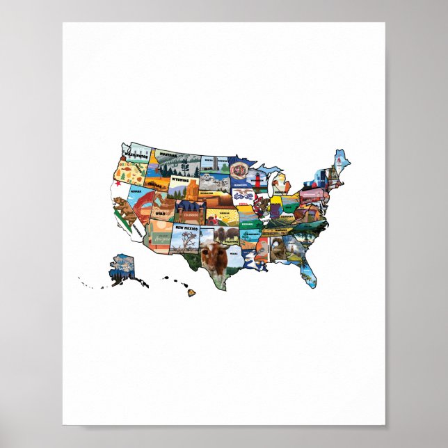 USA State Karta illustration Poster (Framsidan)