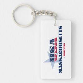 USA State Massachusetts Monogram Acrylic Keychain