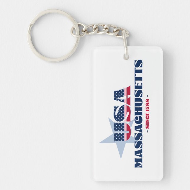 USA State Massachusetts Monogram Acrylic Keychain (Framsidan)