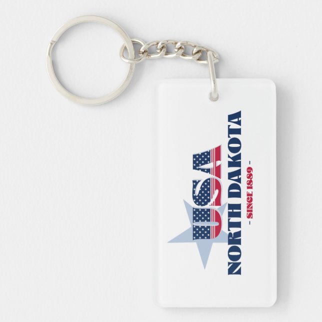 USA State North Dakota Monogram Acrylic Keychain (Framsidan)