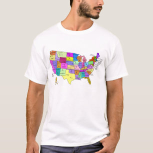 USA stater märkt med huvudstad T Shirt