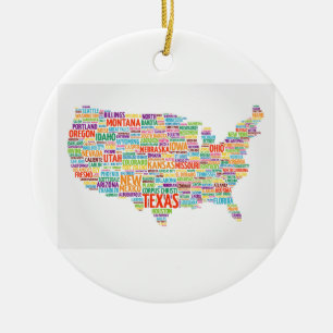USA Stater och städer Julgransprydnad Keramik