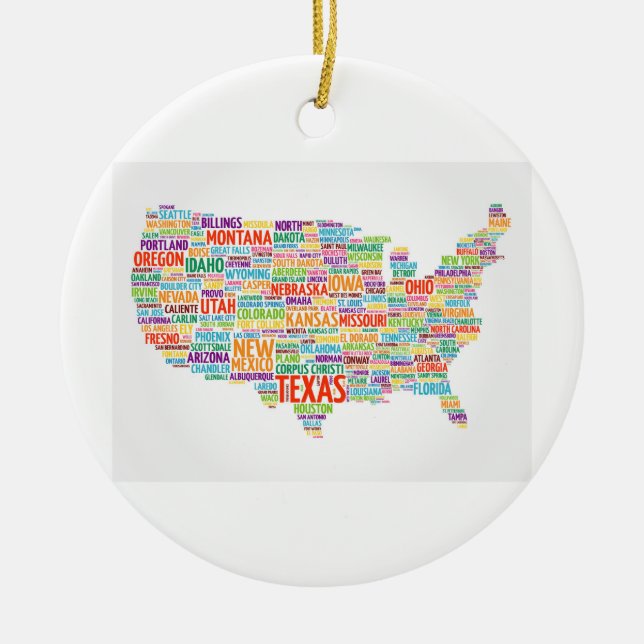 USA Stater och städer Julgransprydnad Keramik (Framsidan)