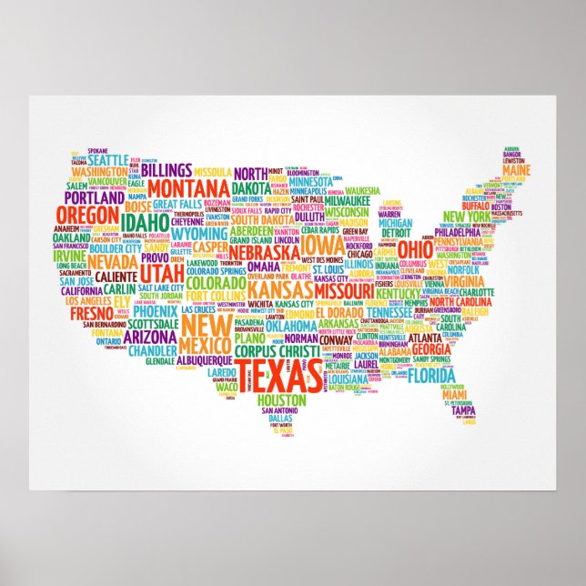 USA Stater och städer Poster (Framsidan)