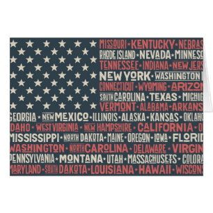 USA States & huvudstäder Hälsningskort