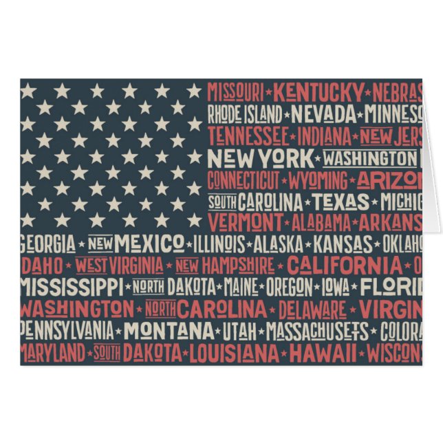 USA |States & huvudstäder Hälsningskort (Framsidan Horizontal)
