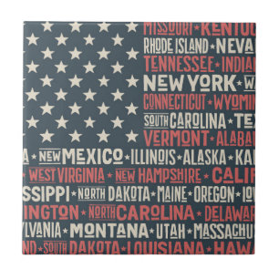 USA States & huvudstäder Kakelplatta