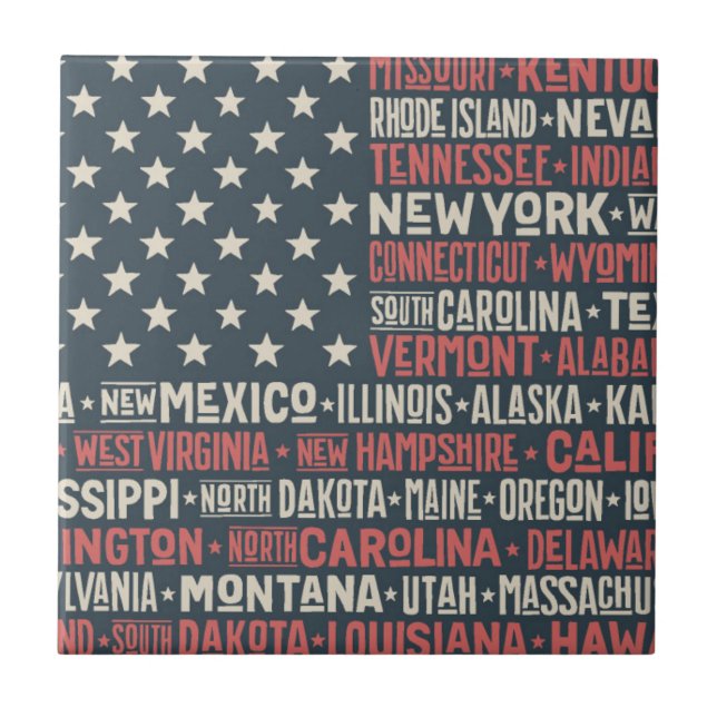 USA |States & huvudstäder Kakelplatta (Framsidan)
