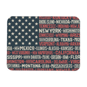 USA States & huvudstäder Magnet